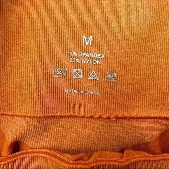 NVGTN Seamless Workout Gym Leggings Womens Medium Orange Athletic Yoga Running - Picture 7 of 11